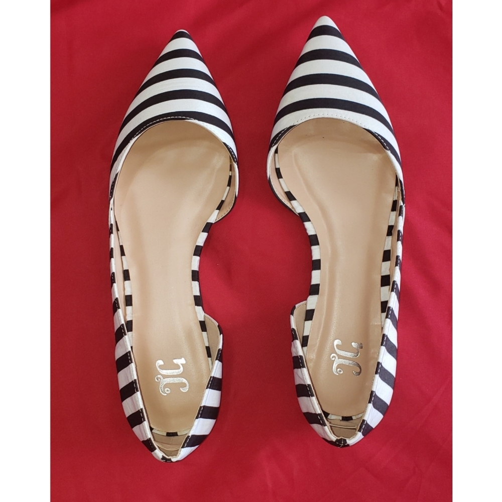 Striped Pointed Toe Flats